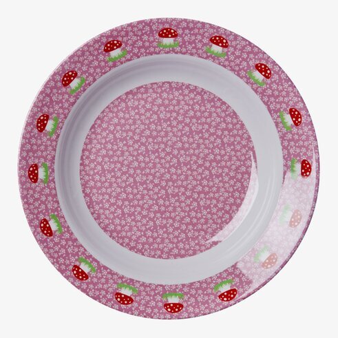 Djup tallrik Svamp från Rice med glada färger och mönster