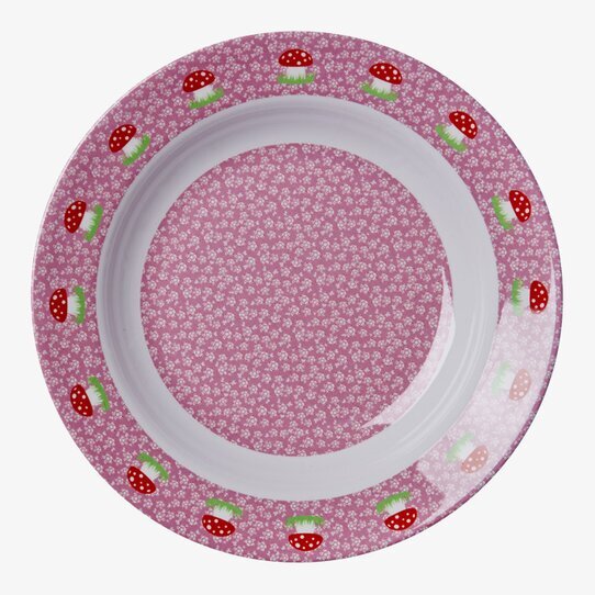 Djup tallrik Svamp från Rice med glada färger och mönster