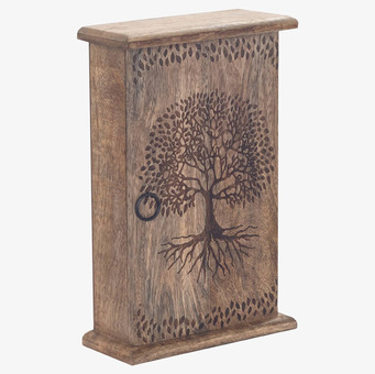 Bild av ett stilfullt nyckelskåp med livsträdsmotiv