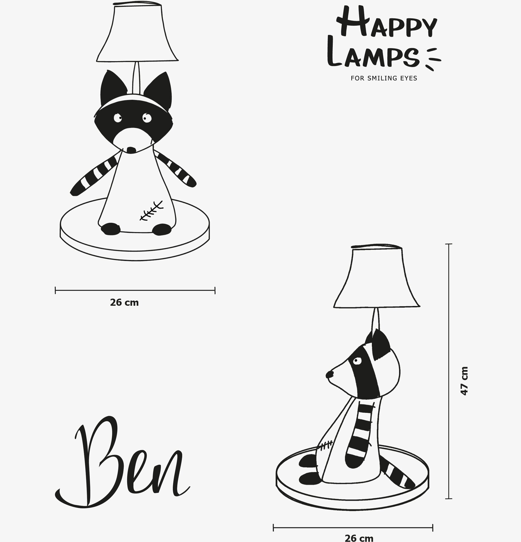 Bordslampa Ben Tvättbjörn Happy Lamps Lampor Taklampor Golvlampor Bordslampor LED-lampor Ledlampor Fönsterlampor Ljusslingor för dekoration