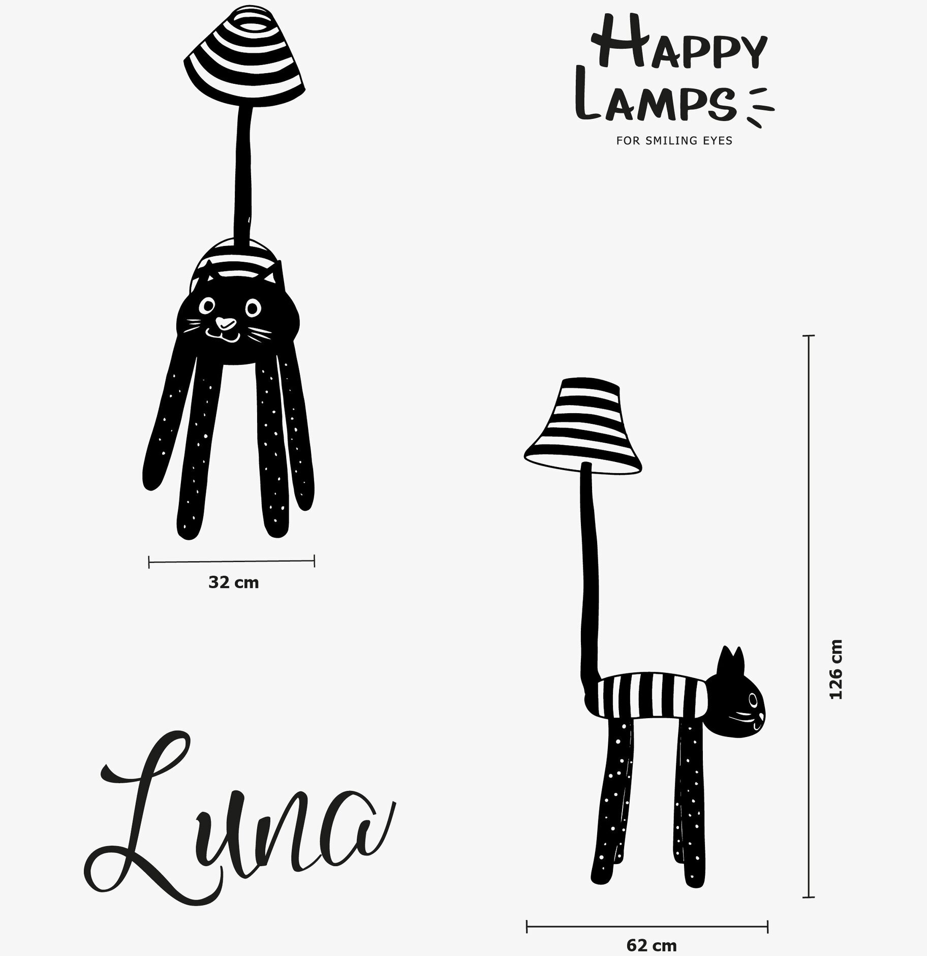 Golvlampa Luna Katt Happy Lamps Lampor Taklampor Golvlampor Bordslampor LED-lampor Ledlampor Fönsterlampor Ljusslingor för dekoration