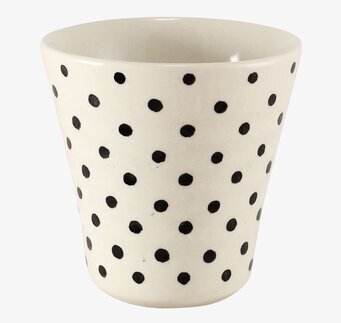 Lattemugg Prick Svart från Strömshaga med svarta prickar