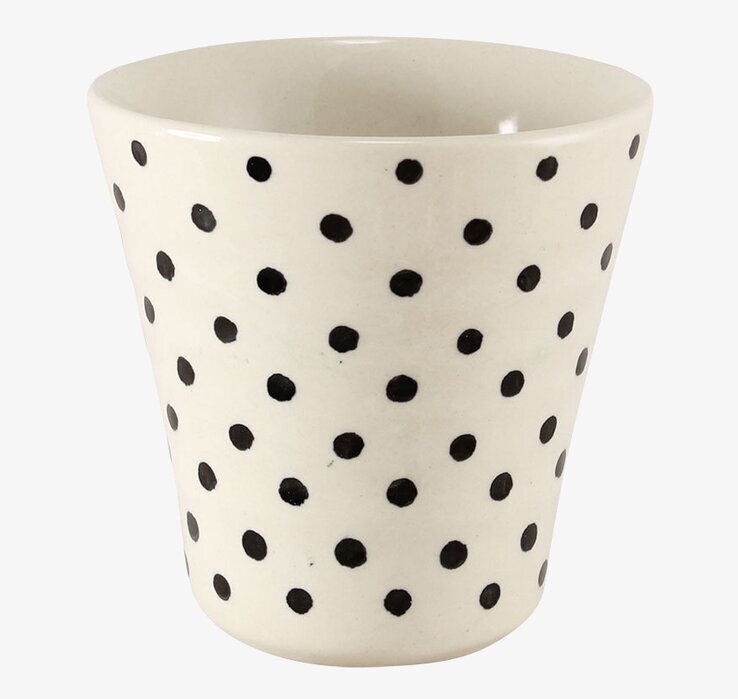 Lattemugg Prick Svart från Strömshaga med svarta prickar