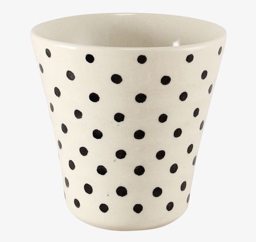 Lattemugg Prick Svart från Strömshaga med svarta prickar