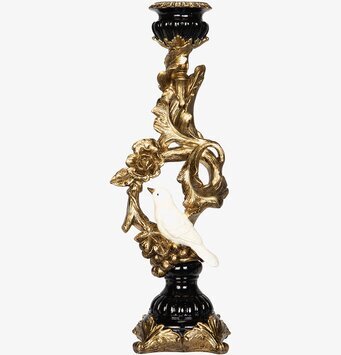 Bild av elegant ljusstake med fågel i guld och svart