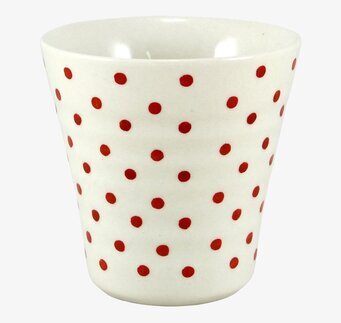 Lattemugg Prick Röd från Strömshaga med röda prickar