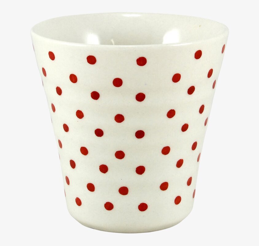 Lattemugg Prick Röd från Strömshaga med röda prickar