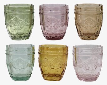Bild av sex färgglada tumblerglas med elegant design