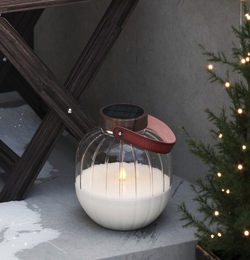 Glaslykta LED Solcell Stor Deluxe Homeart Solcellsbelysning & solcellsdekoration