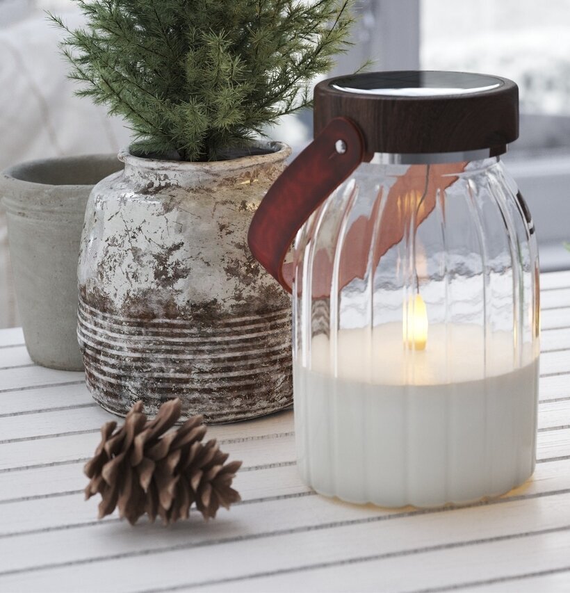 Glaslykta LED Solcell Mellan Deluxe Homeart Solcellsbelysning & solcellsdekoration