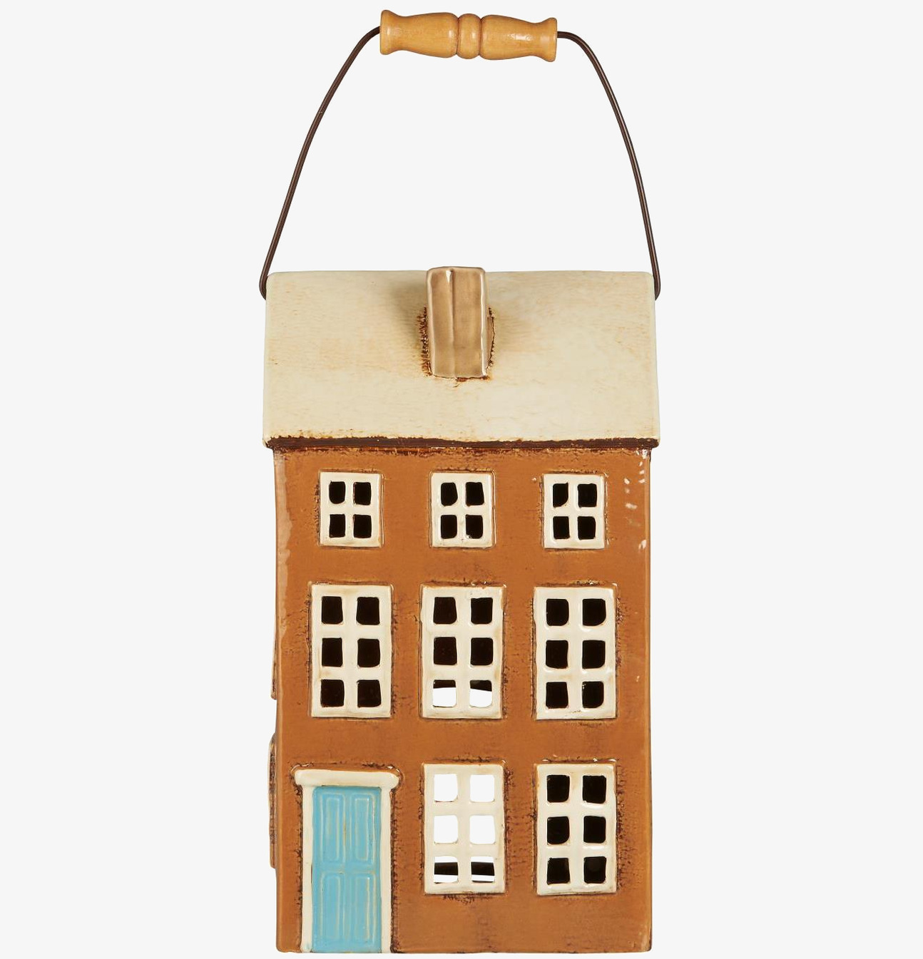 Bild av charmig ljuslykta i form av klassiskt hus