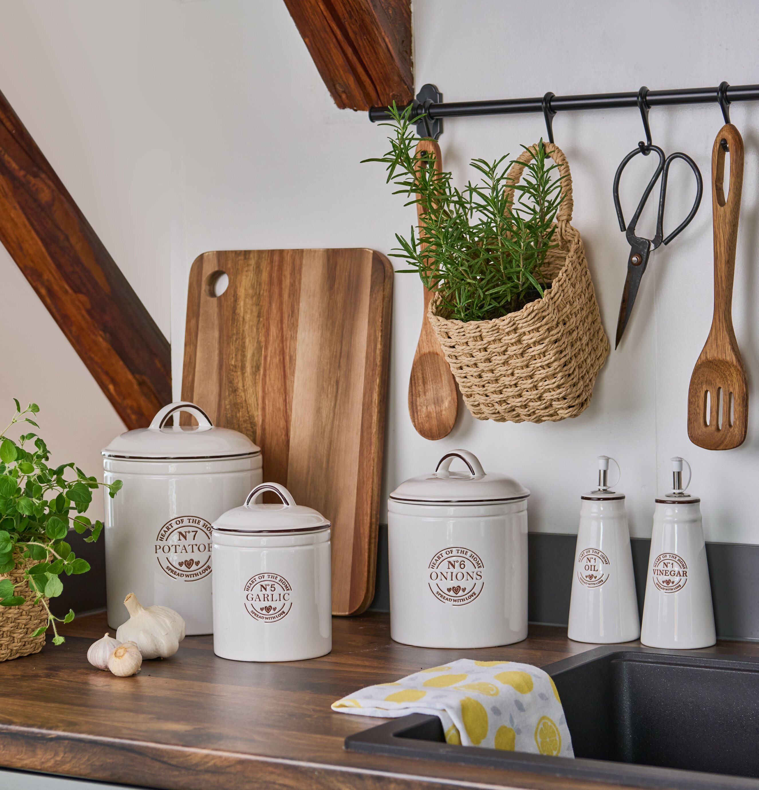 Förvaringsburk Lök Keramik Vitlök Zeller Förvaringsburkar i stengods