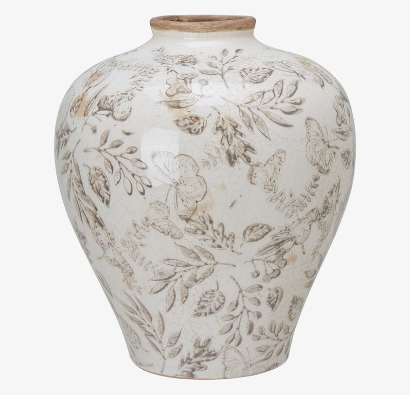 Vas Melinda Beige/Vit Wikholm Form Krukor Örtkrukor Glaskrukor Vaser