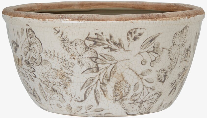 Planteringskruka Melinda Beige/Vit Wikholm Form Krukor Örtkrukor Glaskrukor