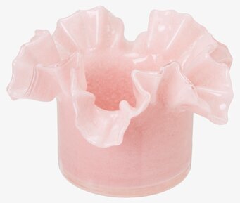 Bild av unik rosa ljuslykta med vågig blomliknande kant