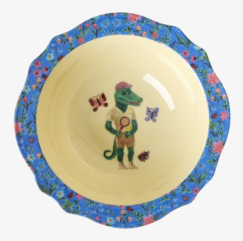 Vintage Skål Blue - Nathalie L'ete Print Rice Skålar att äta ur tilltugg Såskannor/Vispskål servering Matlådor