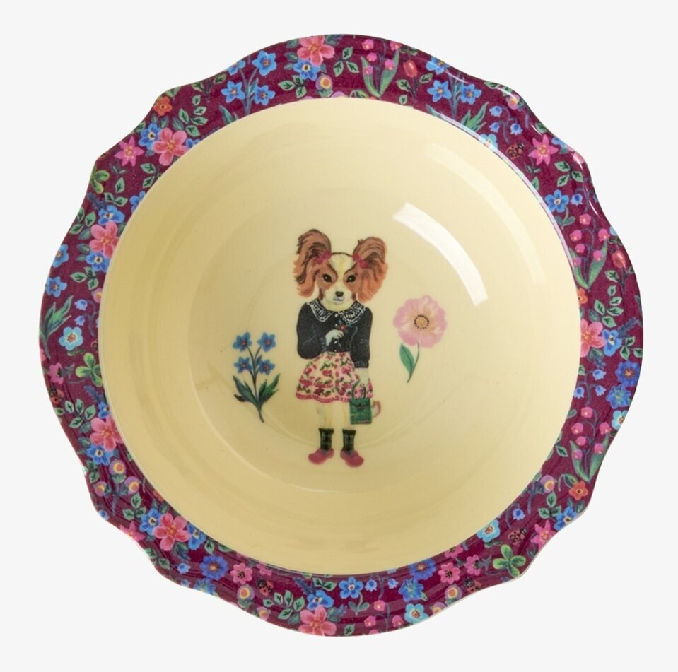 Vintage Skål Bordeaux - Nathalie L'ete Print Rice Skålar att äta ur tilltugg Såskannor/Vispskål servering Matlådor