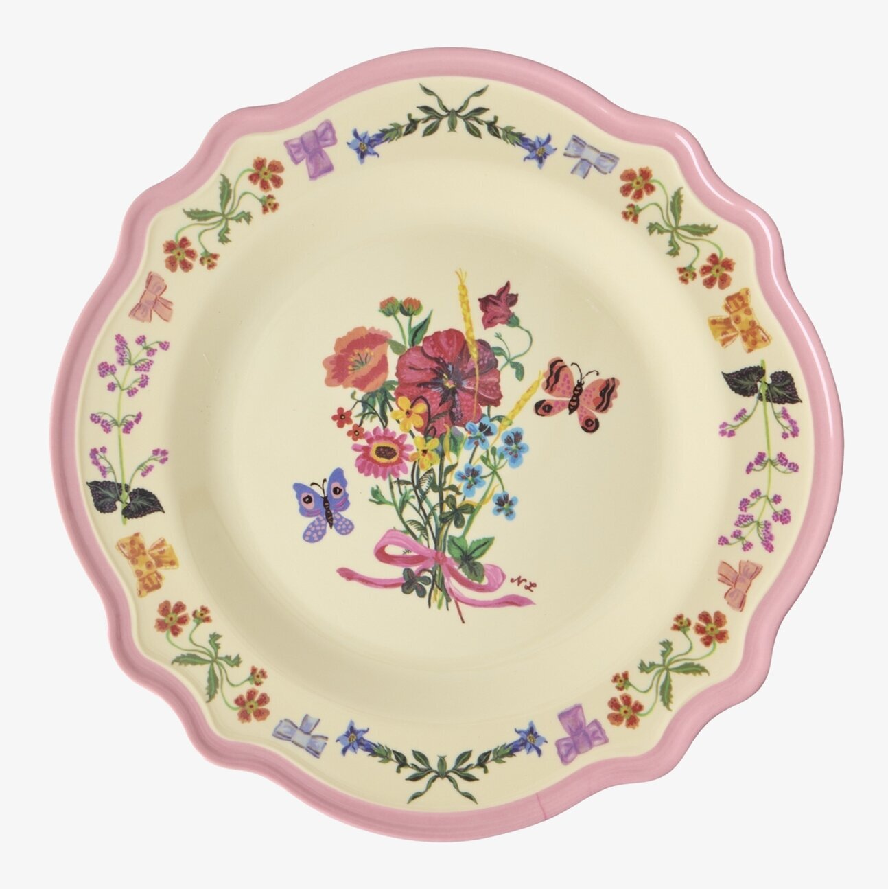 Tallrik Vintage Pink - Nathalie L'ete Print Rice Tallrikar Djupa tallrikar (ej skål) Desserttallrikar Assietter Barntallrikar