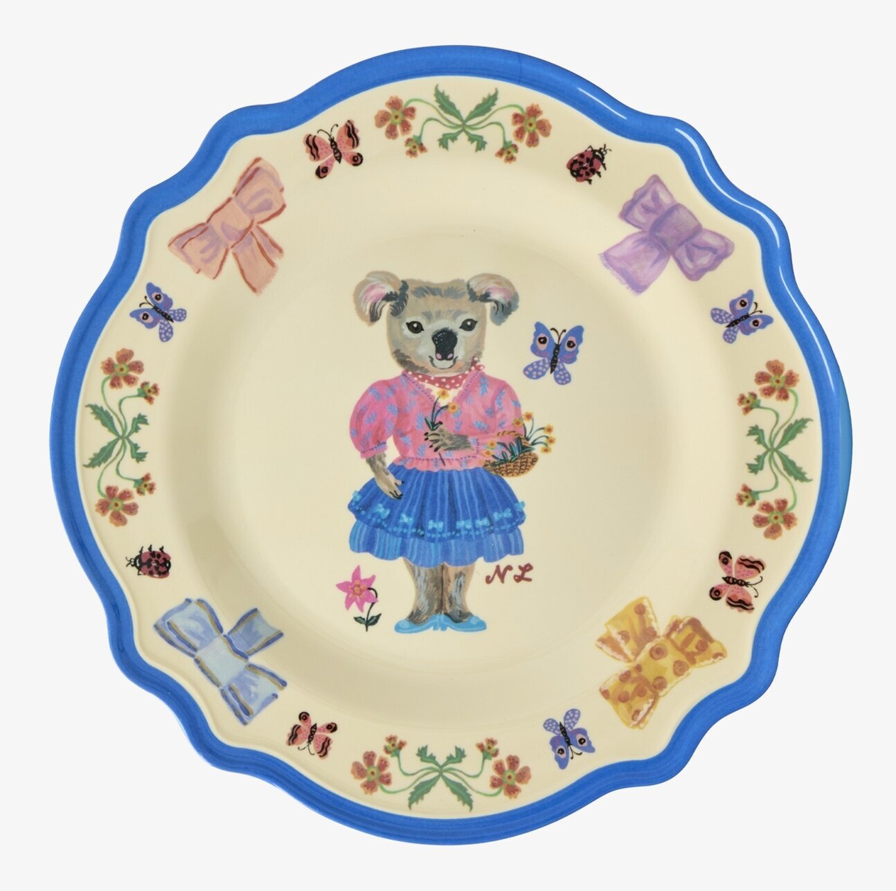 Tallrik Vintage Blue - Nathalie L'ete Print Rice Tallrikar Djupa tallrikar (ej skål) Desserttallrikar Assietter Barntallrikar