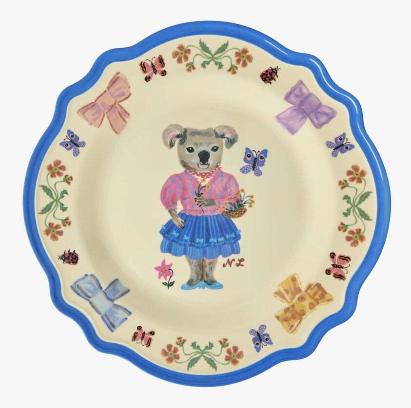 Tallrik Vintage Blue - Nathalie L'ete Print Rice Tallrikar Djupa tallrikar (ej skål) Desserttallrikar Assietter Barntallrikar