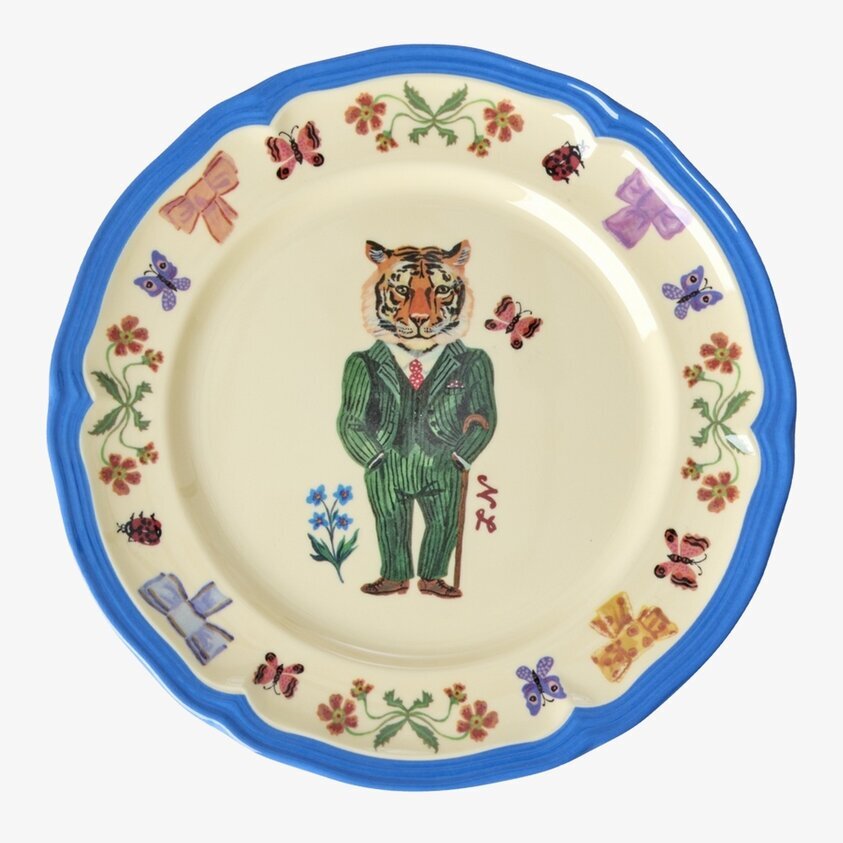 Assiett Vintage Blue - Nathalie L'ete Print Rice Tallrikar Djupa tallrikar (ej skål) Desserttallrikar Assietter Barntallrikar