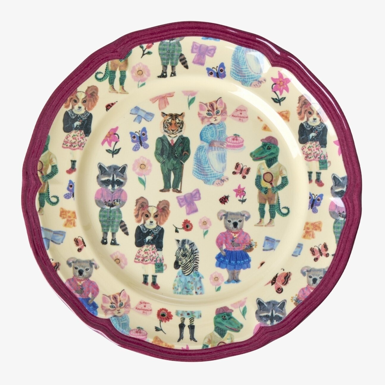 Bild av färgglad och fantasifull assiett med djurmotiv