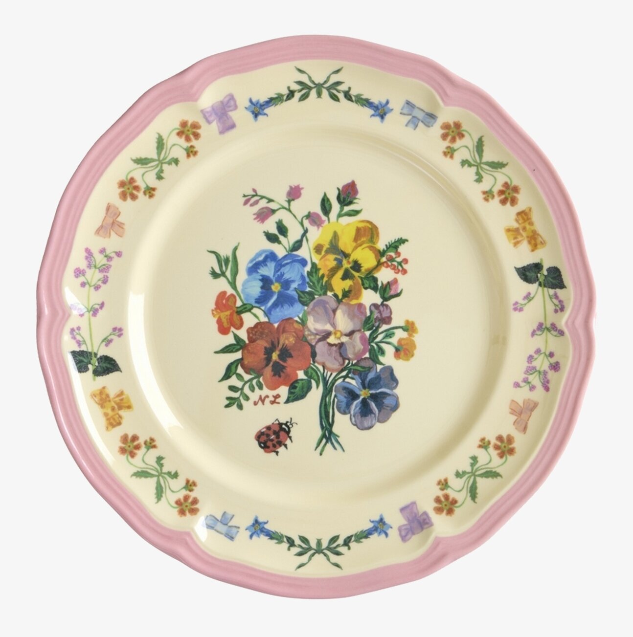 Assiett Vintage Pink - Nathalie L'ete Print Rice Tallrikar Djupa tallrikar (ej skål) Desserttallrikar Assietter Barntallrikar