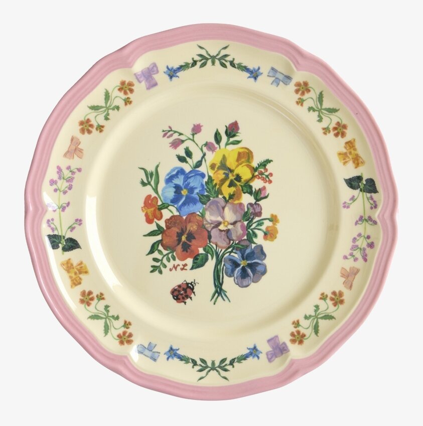 Assiett Vintage Pink - Nathalie L'ete Print Rice Tallrikar Djupa tallrikar (ej skål) Desserttallrikar Assietter Barntallrikar