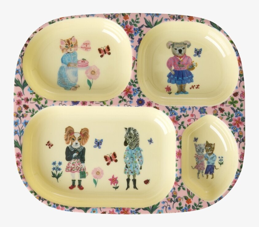 Barntallrik 4-Fack Vintage - Rice x Nathalie Lété Tallrikar Djupa tallrikar (ej skål) Desserttallrikar Assietter Barntallrikar