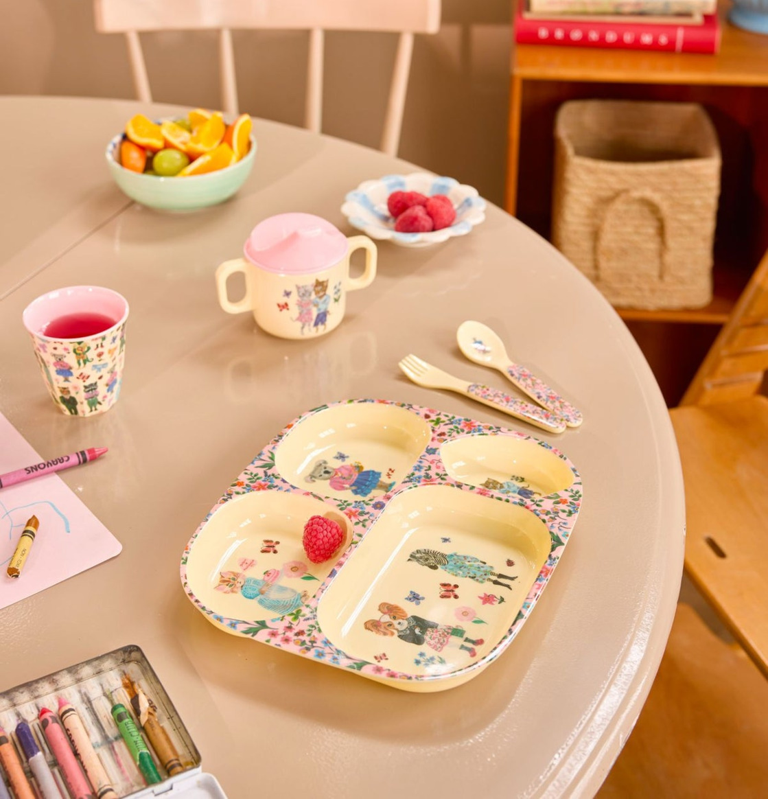 Barntallrik 4-Fack Vintage - Rice x Nathalie Lété Tallrikar Djupa tallrikar (ej skål) Desserttallrikar Assietter Barntallrikar