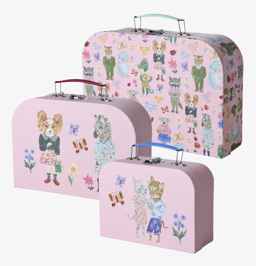 Väskor 3-Pack Cardboard Pink - Rice x Nathalie Lété Övrig prydnad/dekoration för inredning innemiljö