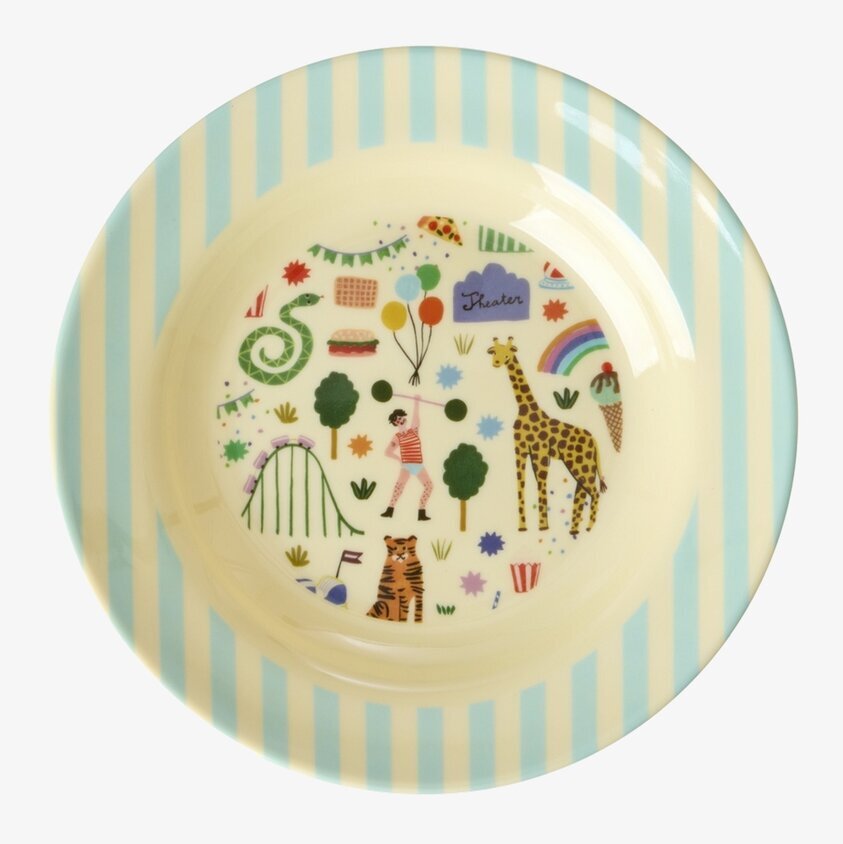 Barntallrik Djup - Fun Fair Print Mint Rice Tallrikar Djupa tallrikar (ej skål) Desserttallrikar Assietter Barntallrikar