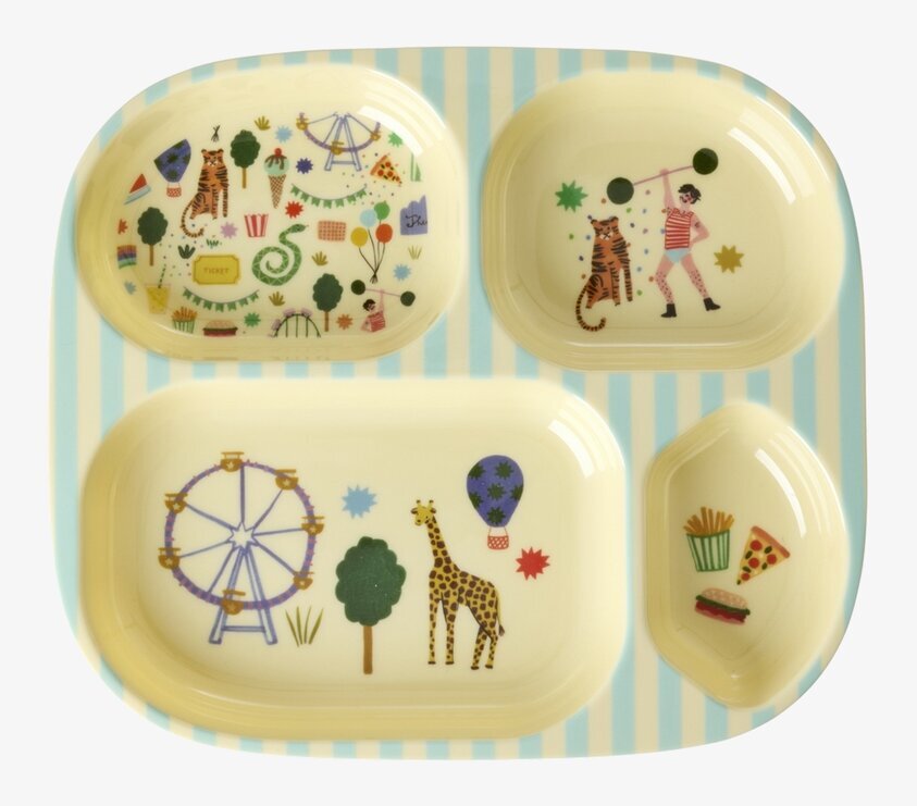Barntallrik 4-Fack - Fun Fair Print Mint Rice Tallrikar Djupa tallrikar (ej skål) Desserttallrikar Assietter Barntallrikar