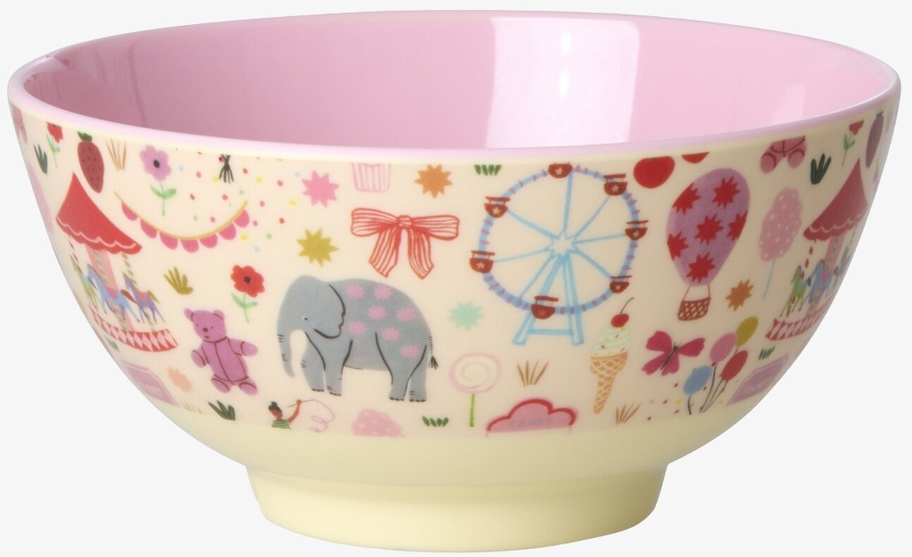 Skål Melamin - Fun Fair Print Pink Rice Skålar att äta ur tilltugg Såskannor/Vispskål servering Matlådor