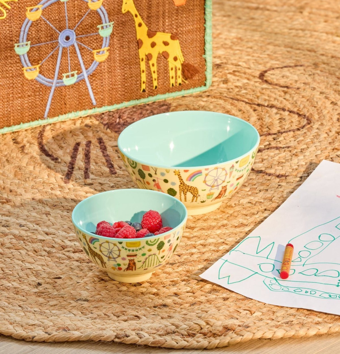 Skål Melamin - Fun Fair Print Mint Rice Skålar att äta ur tilltugg Såskannor/Vispskål servering Matlådor