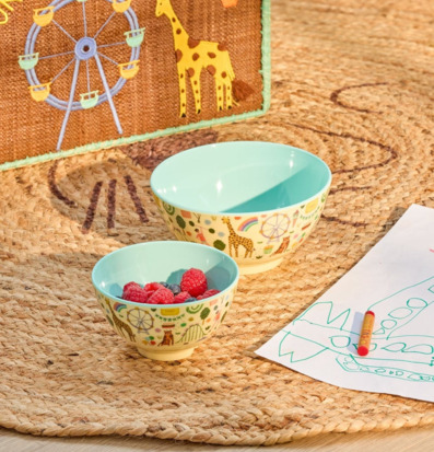 Skål Melamin - Fun Fair Print Mint Rice Skålar att äta ur tilltugg Såskannor/Vispskål servering Matlådor