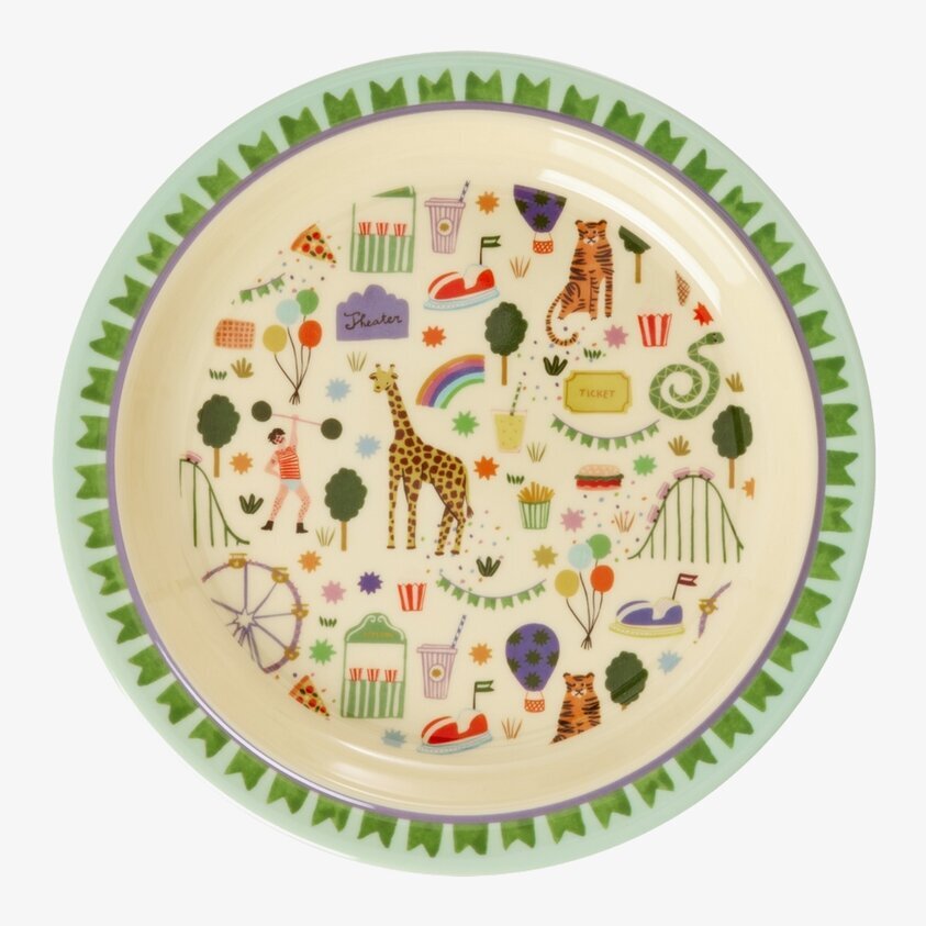 Barntallrik - Fun Fair Print Mint Rice Tallrikar Djupa tallrikar (ej skål) Desserttallrikar Assietter Barntallrikar Picknicktallrikar
