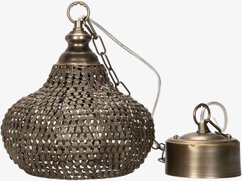 Bild av en taklampa i antik mässing med nätmönster