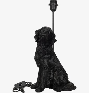 Bild av unik svart hundformad lampfot i polyresin