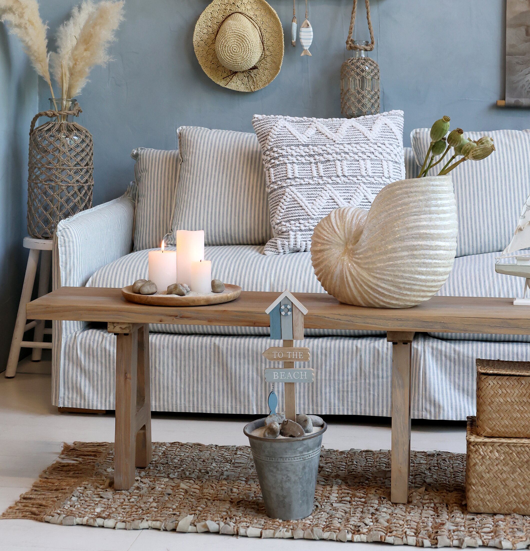 Träskylt - To The Beach Fyrtorn LED Ocean 28cm Chic Antique Utomhusskyltar Skyltar för utomhusbruk Övrig