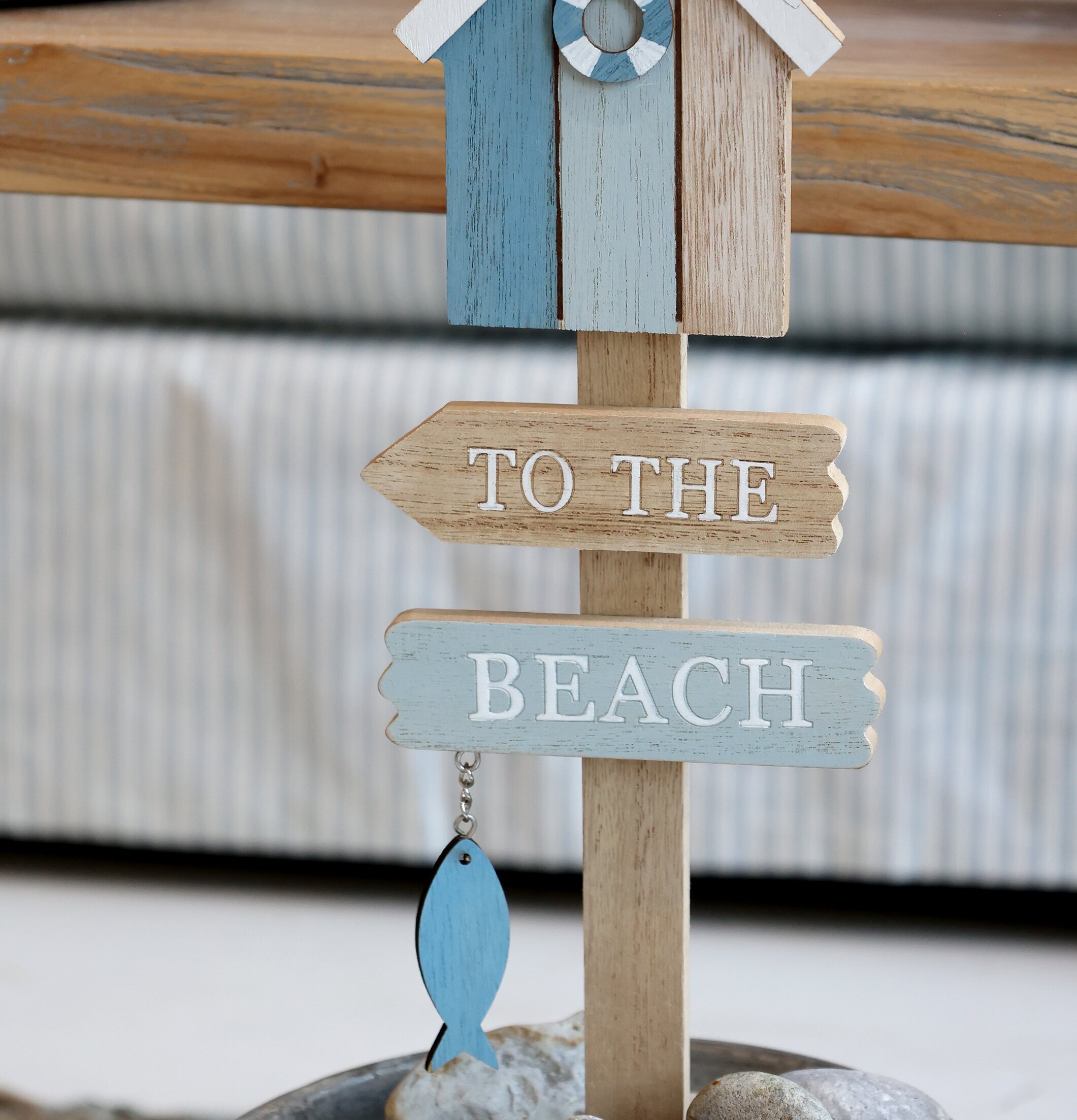 Träskylt - To The Beach Chic Antique Utomhusskyltar Skyltar för utomhusbruk Övrig prydnad/dekoration inredning innemiljö
