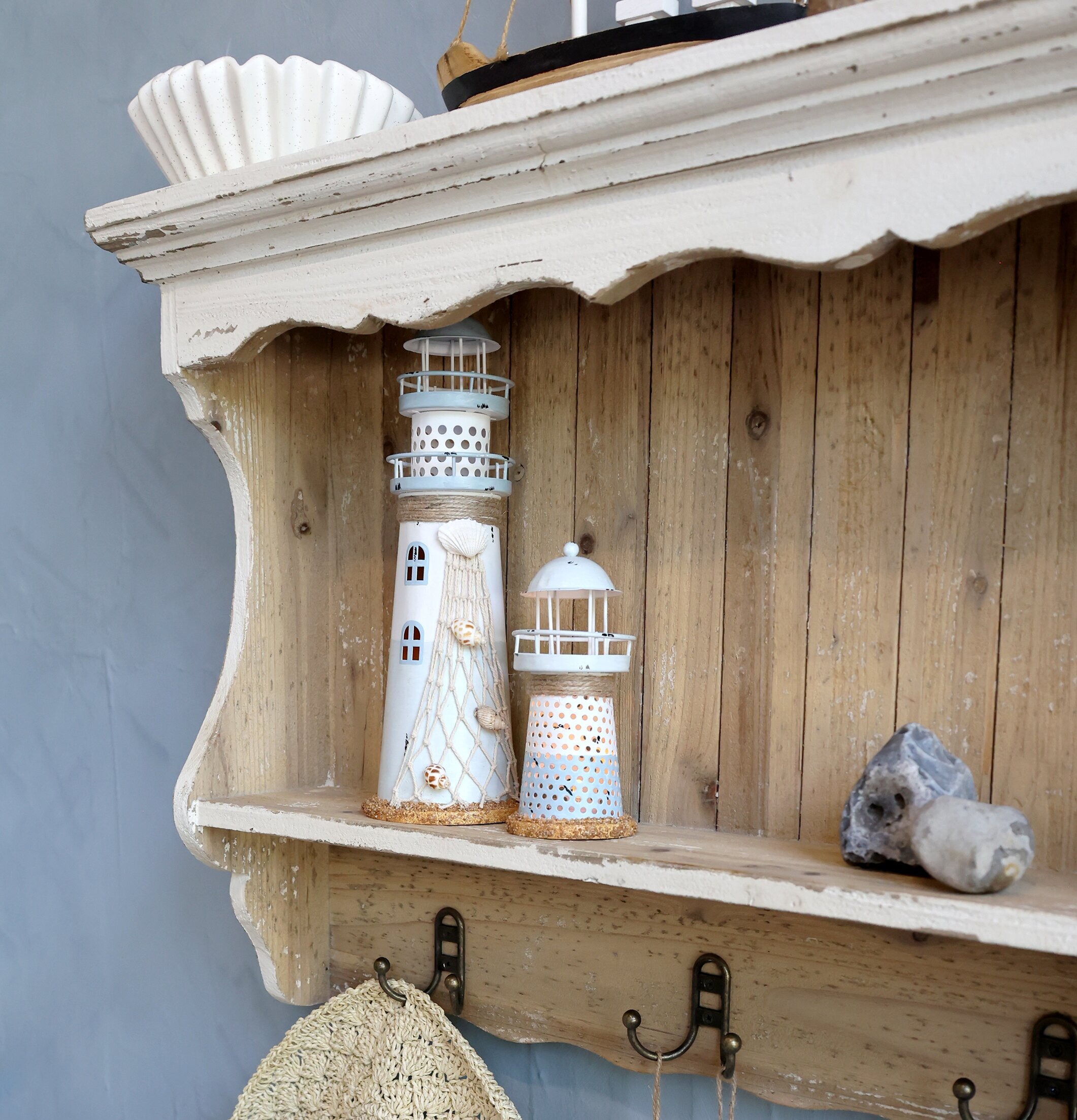 Deco Hängande Fisk Set/2 Fyrtorn LED Ocean 28cm Chic Antique Övrig prydnad/dekoration för inredning innemiljö