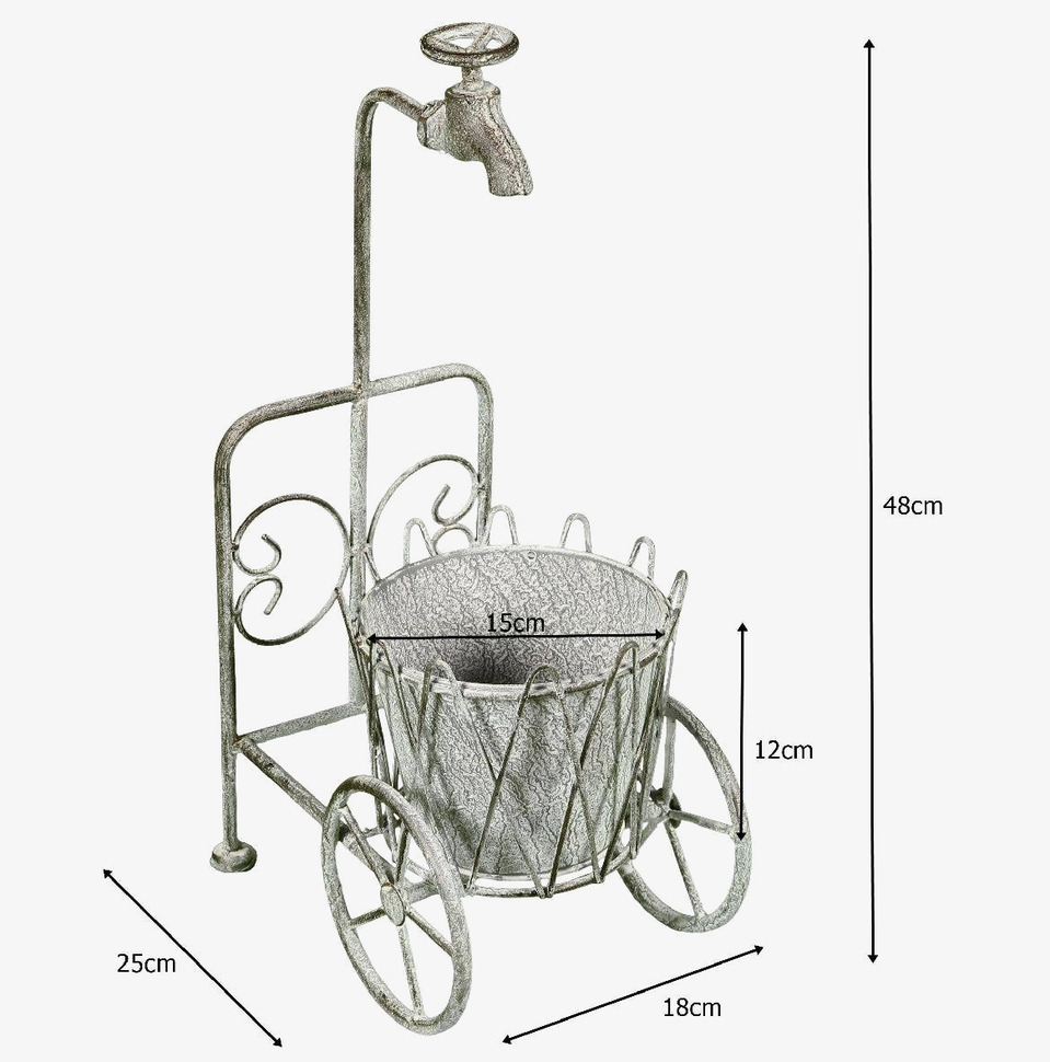 Planteringsvagn Med Vattenkran Deco Ambiente Haus Krukor Örtkrukor Glaskrukor Övrig prydnad/dekoration för inredning utemiljö