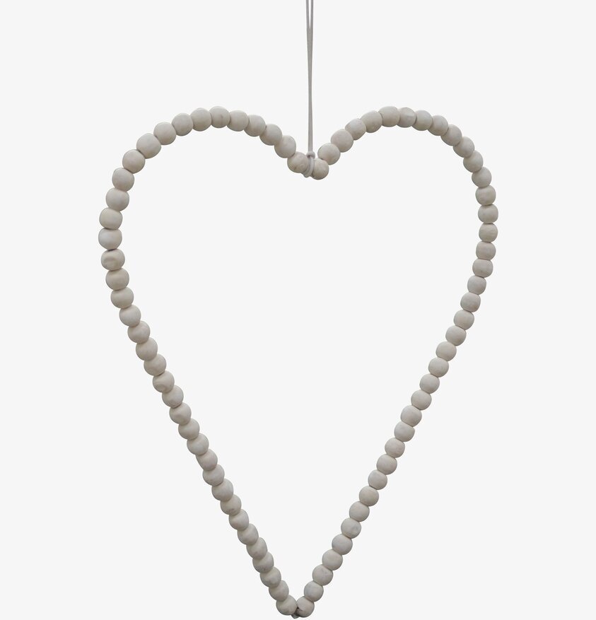 Heart Of Beads - Vit från Krasilnikoff, dekorativt hjärta