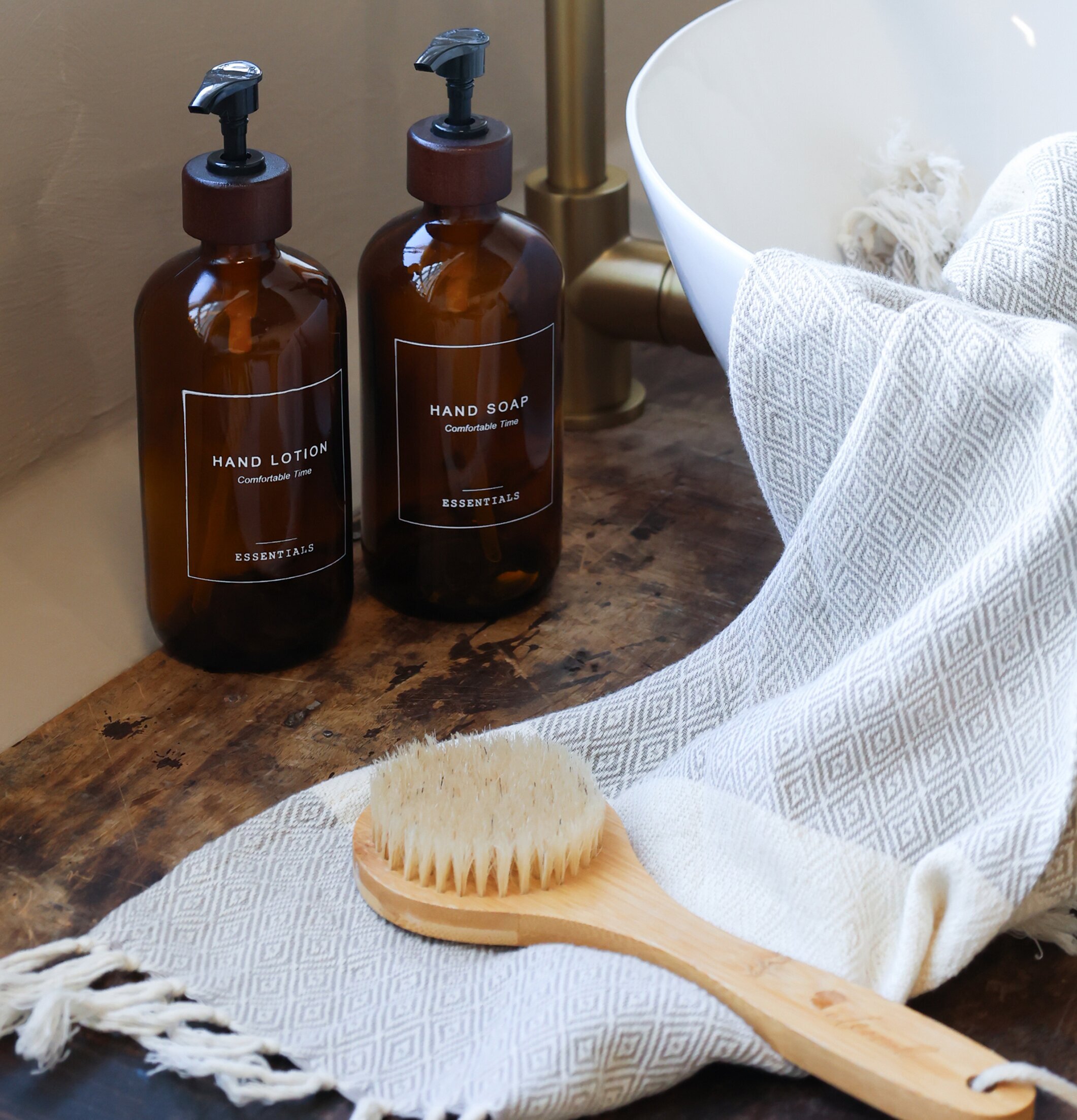 Glasflaska Pump Handtvål Mocca Chic Antique för inredning