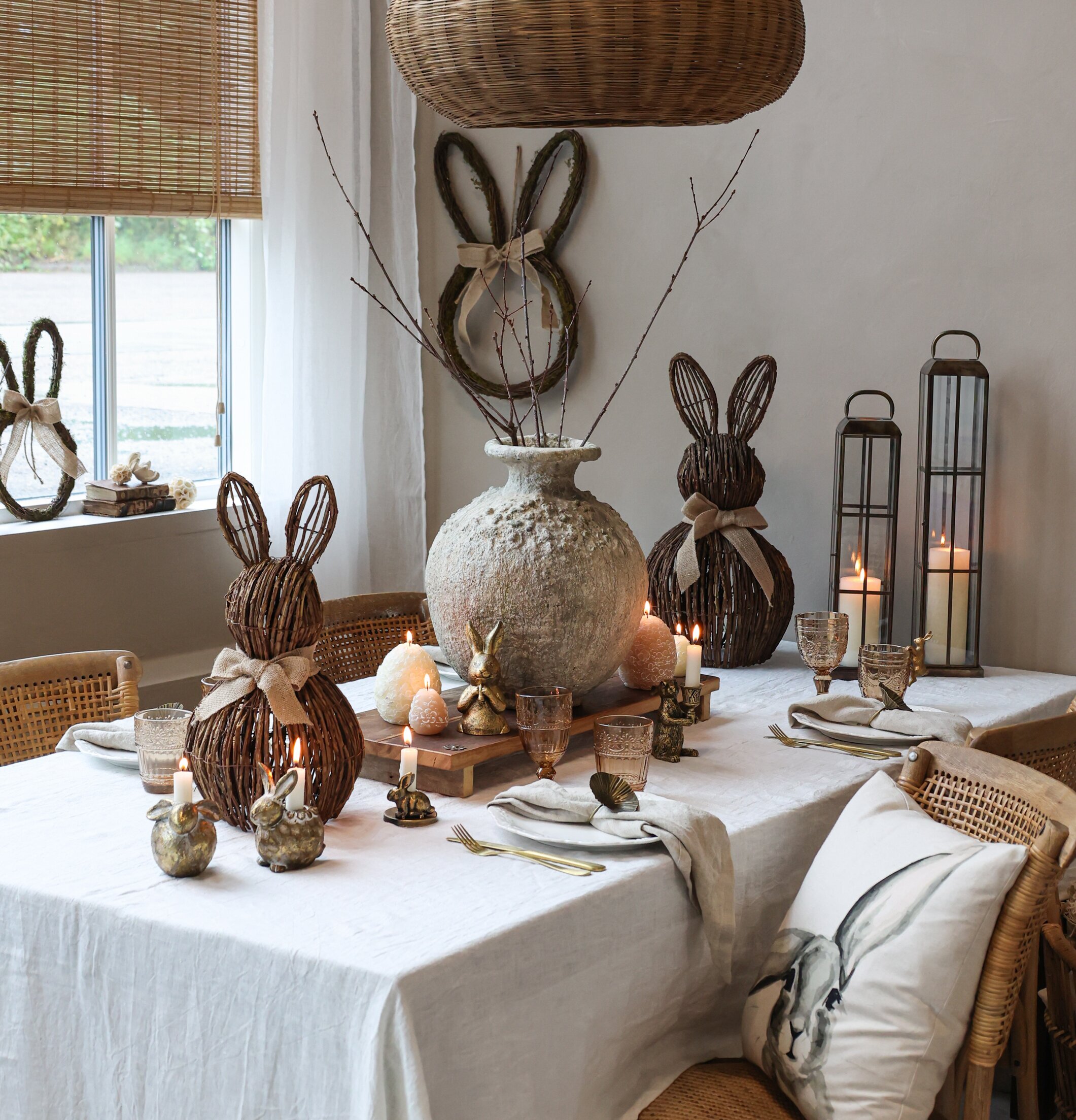 Dekoration Kanin 43cm Chic Antique Kaniner för prydnad/dekoration Prydnadskaniner Dekorationskaniner Bunnys dekoration