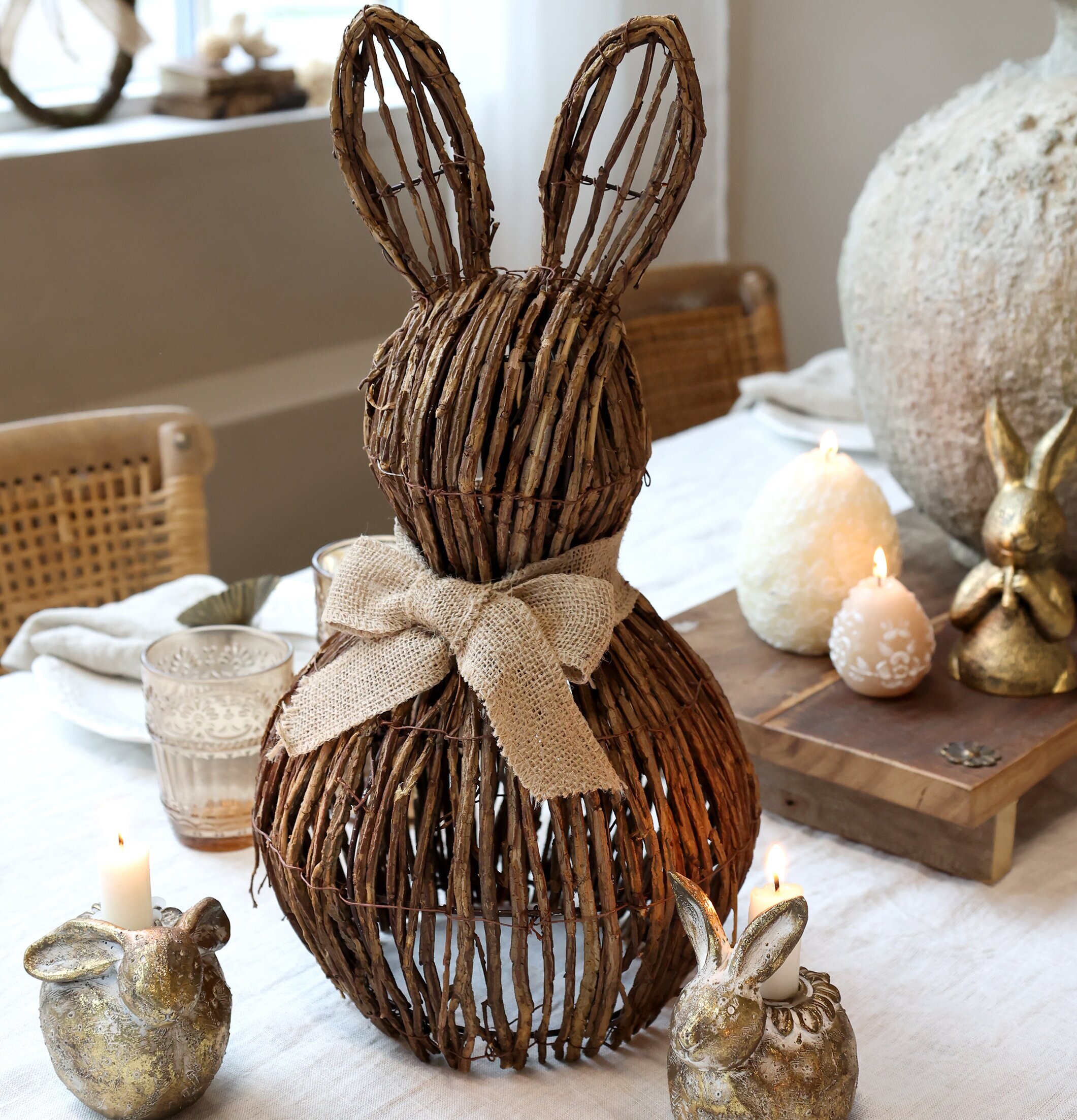 Dekoration Kanin 55cm 43cm Chic Antique Kaniner för prydnad/dekoration Prydnadskaniner Dekorationskaniner Bunnys dekoration