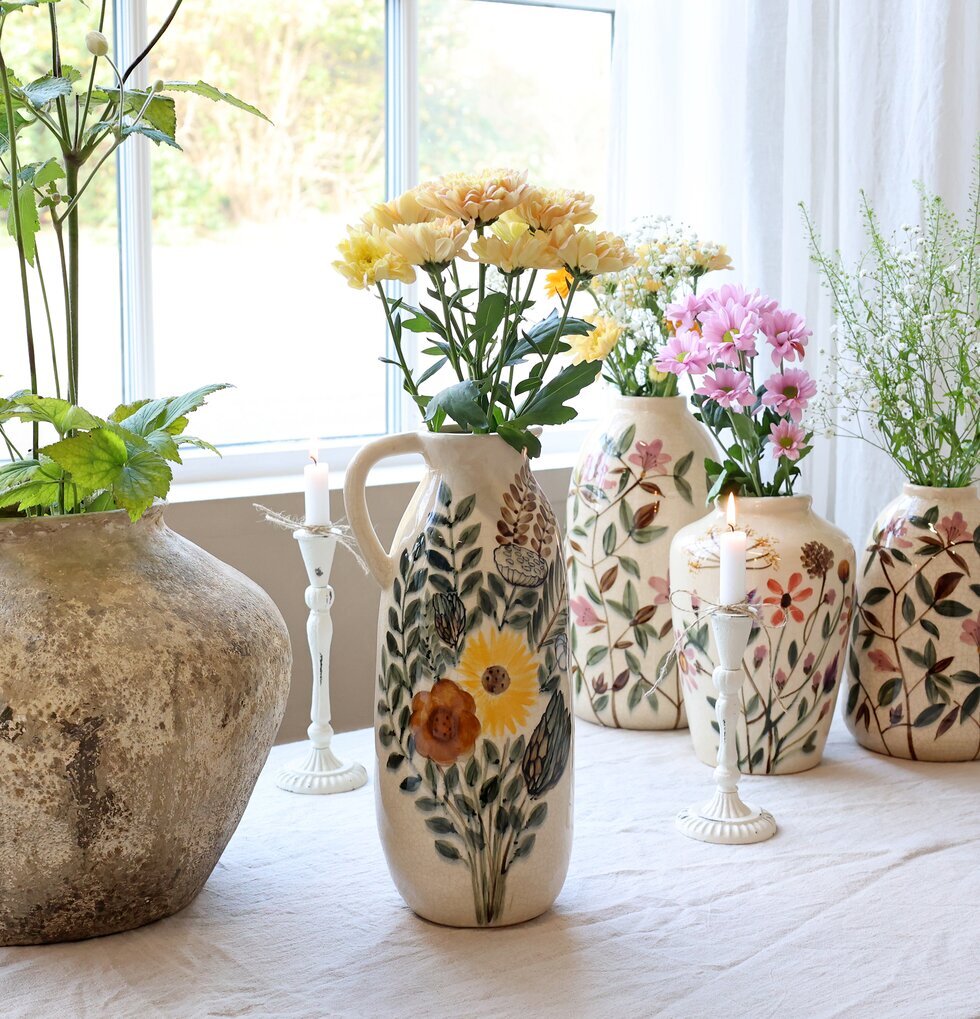 Kanna Med Blomstermotiv 36cm Chic Antique Vaser Övrig prydnad/dekoration för inredning innemiljö