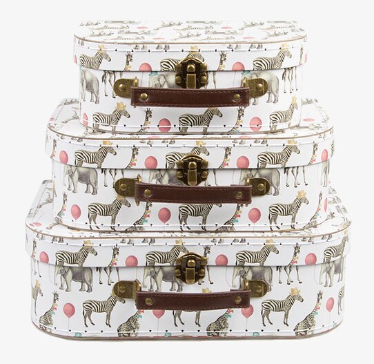 Party Safari 3-pack Suitcase från Sass & Belle med djurmotiv