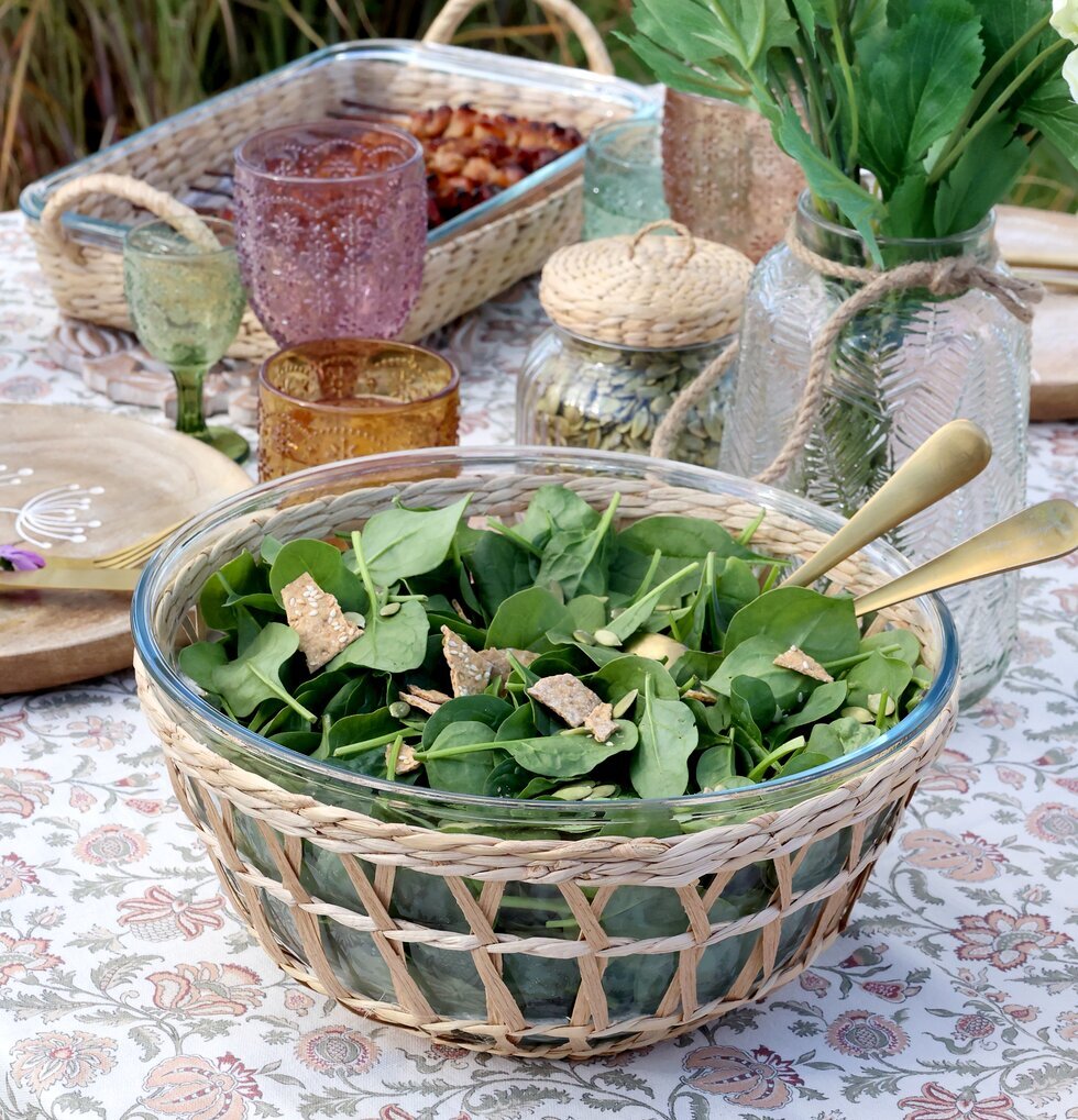 Skål Med Flätad Korg Ø27cm Chic Antique Skålar att äta ur tilltugg Såskannor/Vispskål servering Matlådor Förvaring